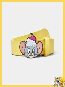 TOM & JERRY X SHEIN Curea galbenă cu model drăguț de desene animate - Galben - Vizualizare 1