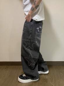 Manfinity Hypemode Men's Casual Fashion Daily Wide Leg Straight Fit Jeans