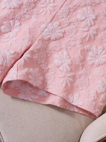 SHEIN LUNE Quần short Jacquard thanh lịch cho nữ đi làm/đi chơi, mùa hè - Hồng - Xem 4