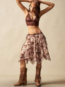 Bohemela Váy suông rộng rãi in họa tiết dệt boho phong cách đồng quê thoải mái cho nữ - Màu nâu  Mocha - Xem 6