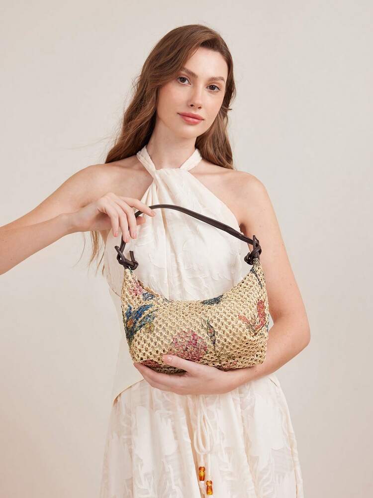 EYELETS ZIPPER SHOULDER BAG