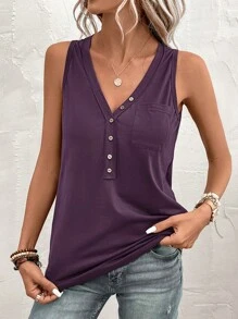 SHEIN Clasi Women Casual Loose Solid Color Sleeveless Tank Top