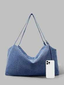 Women's Large Capacity Shoulder Bag For Commuting - Blue - View 3