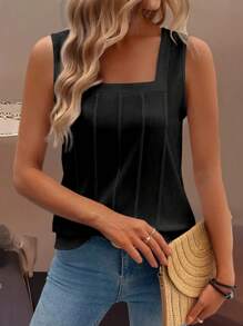 SHEIN LUNE Nouveau débardeur ample à col pour femme sans manches pour l'été, réduction, effet amincissant