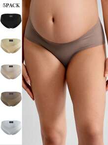 BloomMama paquete de 5 bragas minimalistas de unicolor para maternidad, de uso diario y casual
