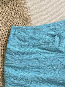 Soleia 女士镂空金属海星装饰比基尼裹身裙，适合度假 - 水鴨藍 - 查看 5