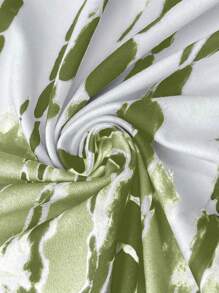 EMERY ROSE Damsommar Ny Avslappnad V-ringad Kortärmad Lös Tie-Dye Mönstrad Klänning med Delad Slit