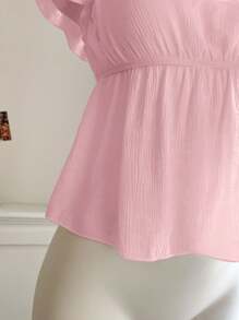 Comfortcana 女士休闲方领梭织T恤，粉色，夏季 - 粉色 - 查看 5