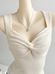 Soleia Áo kiểu nữ màu be, chất liệu gân nổi, dáng ôm, thắt eo, thích hợp cho tiệc tùng, hẹn hò, trà chiều, đi biển. - Màu be - Xem 5