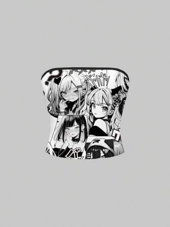 Anime Cute & Sexy 2D Cartoon Print Camisole Top For Women