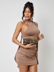 SHEIN BAE Embrague de mujer con estampado de leopardo vintage de moda - Multicolor - Ver 5