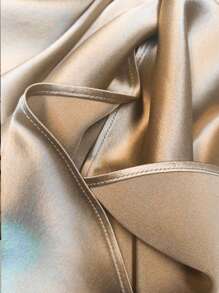 SHEIN EMERY ROSE CURVE 大码女式缎面纯色宽松无袖上衣 - 杏色 - 查看 4