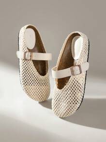 Solecia 女式一脚蹬厚底穆勒乐福鞋，休闲春秋鞋 - 杏色 - 查看 1