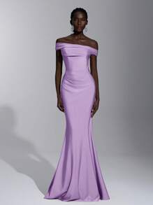 Elitara Elegante e meraviglioso abito a sirena con spalle scoperte e arricciature, adatto per matrimoni, feste, lune di miele, balli, damigelle (adulti)