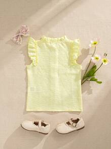 Souflis Souflis Baby Girls Sleeveless Floral Ruffle Chiffon Vest Top - Yellow - View 2