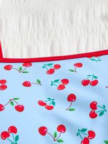 女士新款时尚度假可爱樱桃色拼色蝴蝶结比基尼套装 - 彩色 - 查看 5