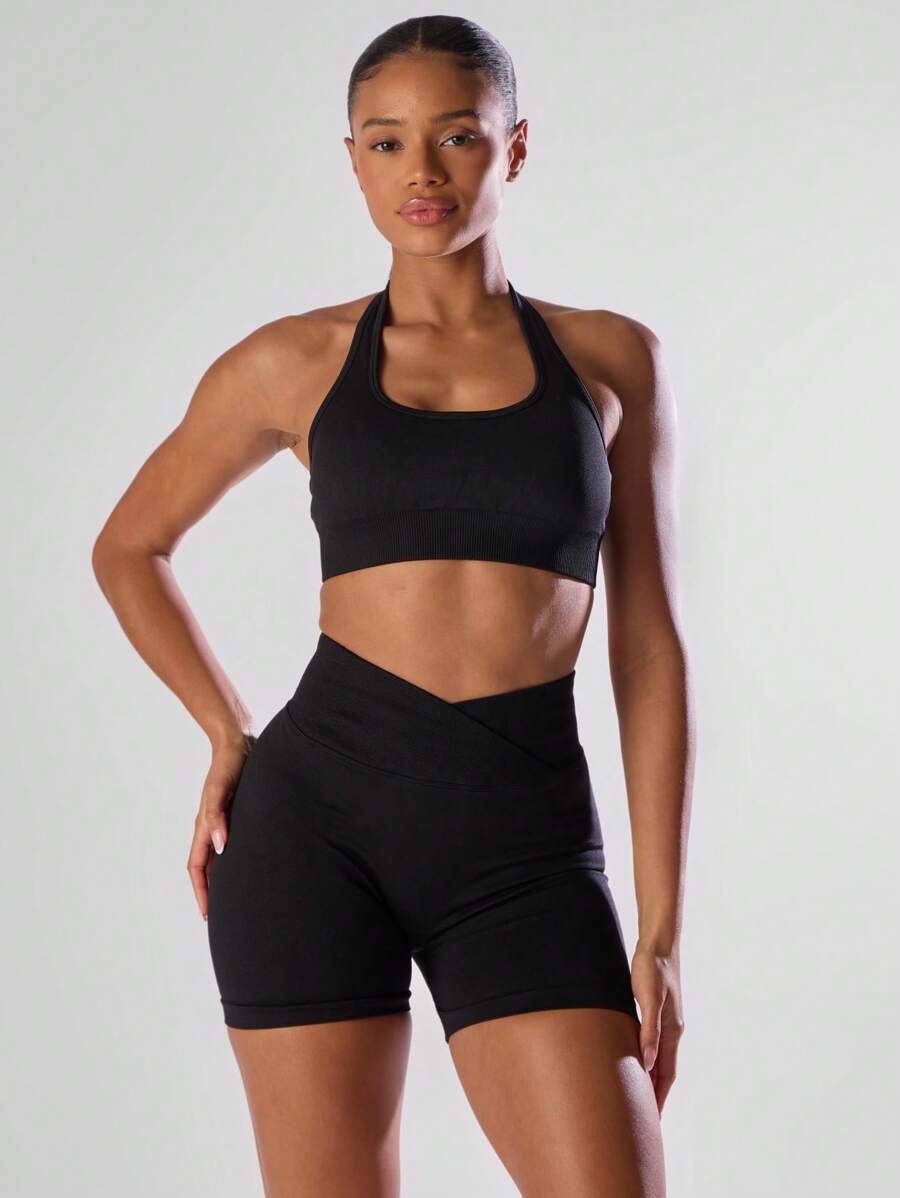 Musera Sport 露背吊带运动文胸，舒适透气，适合健身房、跑步、板式网球、网球、匹克球等运动和健身场所。 - 黑色 - 查看 1