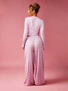 Missguided x Playboy 圣诞兔子印花两件套家居服，长袖露脐上衣，阔腿裤