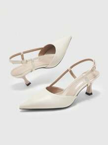 CUCCOO BIZCHIC Spitze Stilettos Elfenbein, elegante Pendler-, Party- und Arbeitspumps für Frauen, Riemchenpumps mit hohem Absatz - Chantilly - Übersicht 2