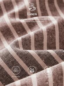 Ontre 2025 新款亚麻混纺休闲裤，复古风格，条纹面料，松紧腰带，真口袋，女式全长裤，卷边裤脚，适合日常穿着，秋季，商务休闲 - 紅色 - 查看 11