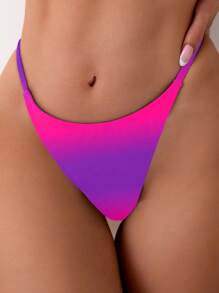 Swim Basics 女款漸層色細肩帶比基尼泳褲，適合夏季海灘度假 - 紫色 - 查看 5