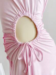 Soleia 女士休闲单肩系带收腰不对称下摆中长连衣裙，适合节日、约会、下午茶、度假、音乐节、波西米亚风格 - 彩色 - 查看 5