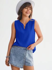 SHEIN LUNE Áo sơ mi nữ màu trơn Giải trí - Xanh đậm - Xem 6