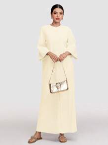 Veilorie Váy dài thường ngày cài nút sọc cho nữ, Xuân Thu, Váy maxi giản dị, hoàn hảo cho trang phục đi biển/thường ngày/nghỉ mát/ở nhà/trở lại trường & trang phục thường ngày - Màu vàng - Xem 5