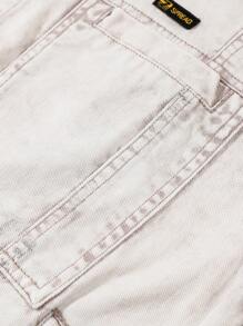 Chillumni 1件男士纽扣口袋宽松休闲牛仔夹克，秋季款 - 灰色 - 查看 4