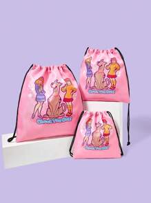 SCOOBY-DOO X SHEIN Túi đựng đồ du lịch họa tiết chữ và hoạt hình, Túi rút nhiều kích cỡ - Nhiều màu - Xem 1