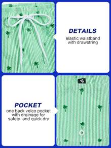 Surfspeed Quần short đi biển cạp rút có túi kẻ sọc hình cây cọ dành cho nam - màu xanh lá - Xem 5
