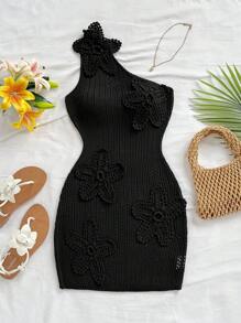 Soleia Abito monospalla, tinta unita, di moda per l'estate