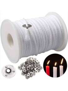 1 rollo de mecha de vela blanca, Hazlo tú mismo para hacer velas, Decoración del hogar, Dormitorio, Boda, Regalos de fiesta, Festival, Decoración del hogar - Blanco - Ver 4