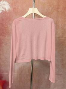 INAWLY Plus Size Women's Lightweight Cardigan Shirt, Suitable For Outdoor Or Holiday Fall Winter Cloth For Women - Pink - View 2