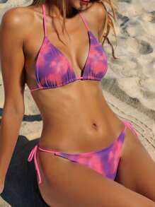 Swim Mod Ensembles de bikini imprimés tie-dye, imprimés aléatoires pour les vacances à la plage