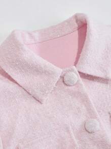 SHEIN Unity 粉色格子花呢仿口袋系腰女式夹克 - 淺粉色 - 查看 3