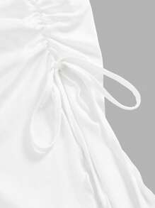 SHEIN MOD 休闲简约女式不对称下摆上衣，带有花卉、贝壳和海星印花，适合夏季、海滩、春假、女生旅行、返校海滩装白色抹胸女式白色露肩上衣露肩衬衫白色抹胸白色露肩衬衫适合外出 - 彩色 - 查看 4