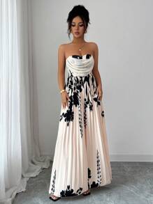 SHEIN Elenzya Elegant Romantic Women's Sleeveless Ruffled High Waist Printed Jumpsuit - Multicolor - View 4