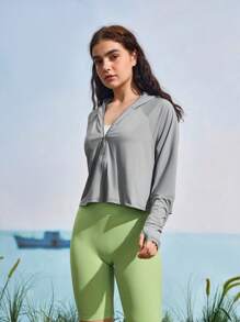 In My Nature Jachetă de protecție solară cu glugă pentru femei, culoare uni, vară