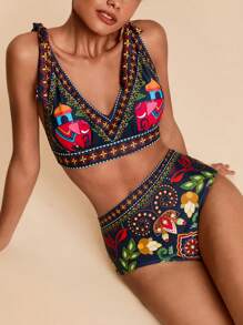 Travachic 女士夏季沙滩大象印花性感比基尼套装 - 彩色 - 查看 1