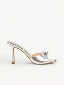 CUCCOO CHICEST 棕色 PU 女式包头高跟穆勒凉鞋