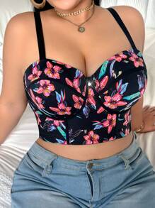 SHEIN 1 pezzo Reggiseno con ferretto e stampa floreale per taglie comode