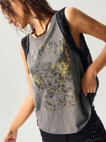 Bohemela 波西米亚风纯色针织无袖圆领女式上衣 - 黑色 - 查看 3