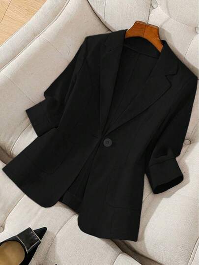 GlowEve CURVE Plus Size Women Solid Color Lapel Neck Long Sleeve Casual Blazer Winter Fall Autumn