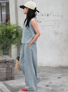 Dazy Kids Tween Girls Denim Outfit, Summer - Light Wash - View 5