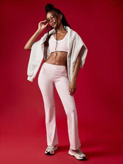 MISSGUIDED Active Wear Leggings Bootcut Wide Band Yoga Pants Winter Pilates Bottoms Studio Dance Fitness Flared Athletic Bottoms