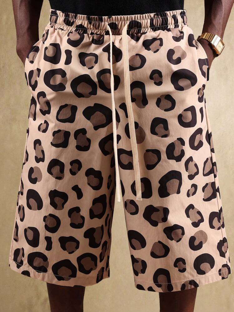 Leopard Print Streetwear Cargo Shorts