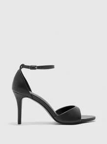 CUCCOO BIZCHIC Women Black Round Toe Slim Heel Minimalist High Heel Sandals Shoes - Black - View 2