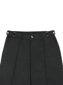 Manfinity Bizformal Naples 男式白色可调节腰部直筒修身正装裤 - 黑色 - 查看 7