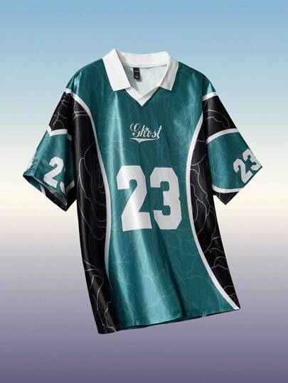 Street Life Camisa polo de verano informal para hombres con bloque de color, cuello y gráfico de letra y número